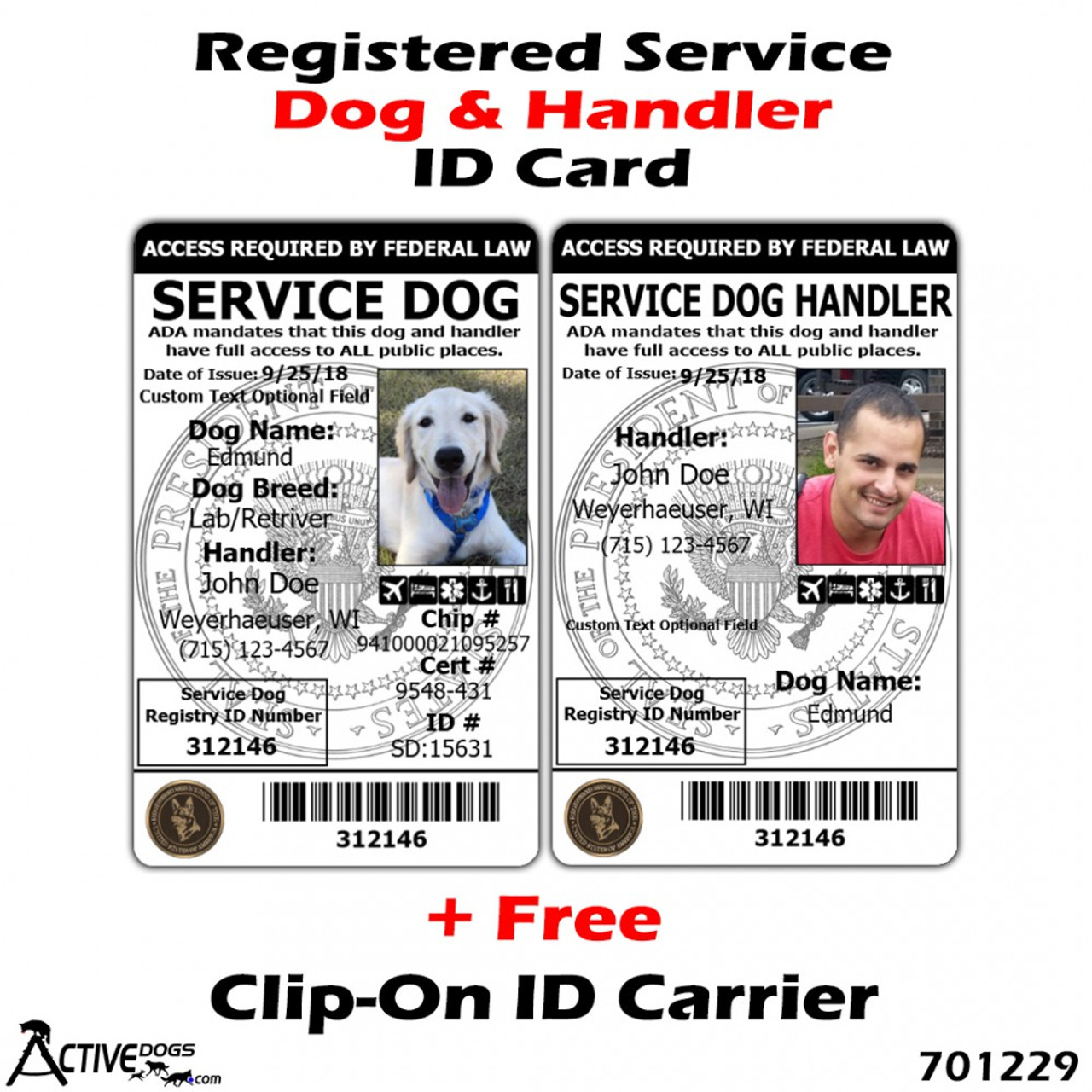 Service Dog and Service Dog Handler Registered ID