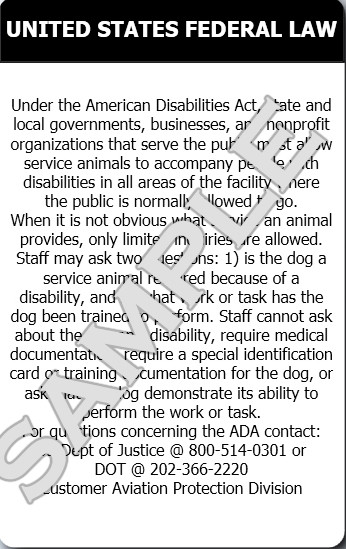 Professional service dog ID card
