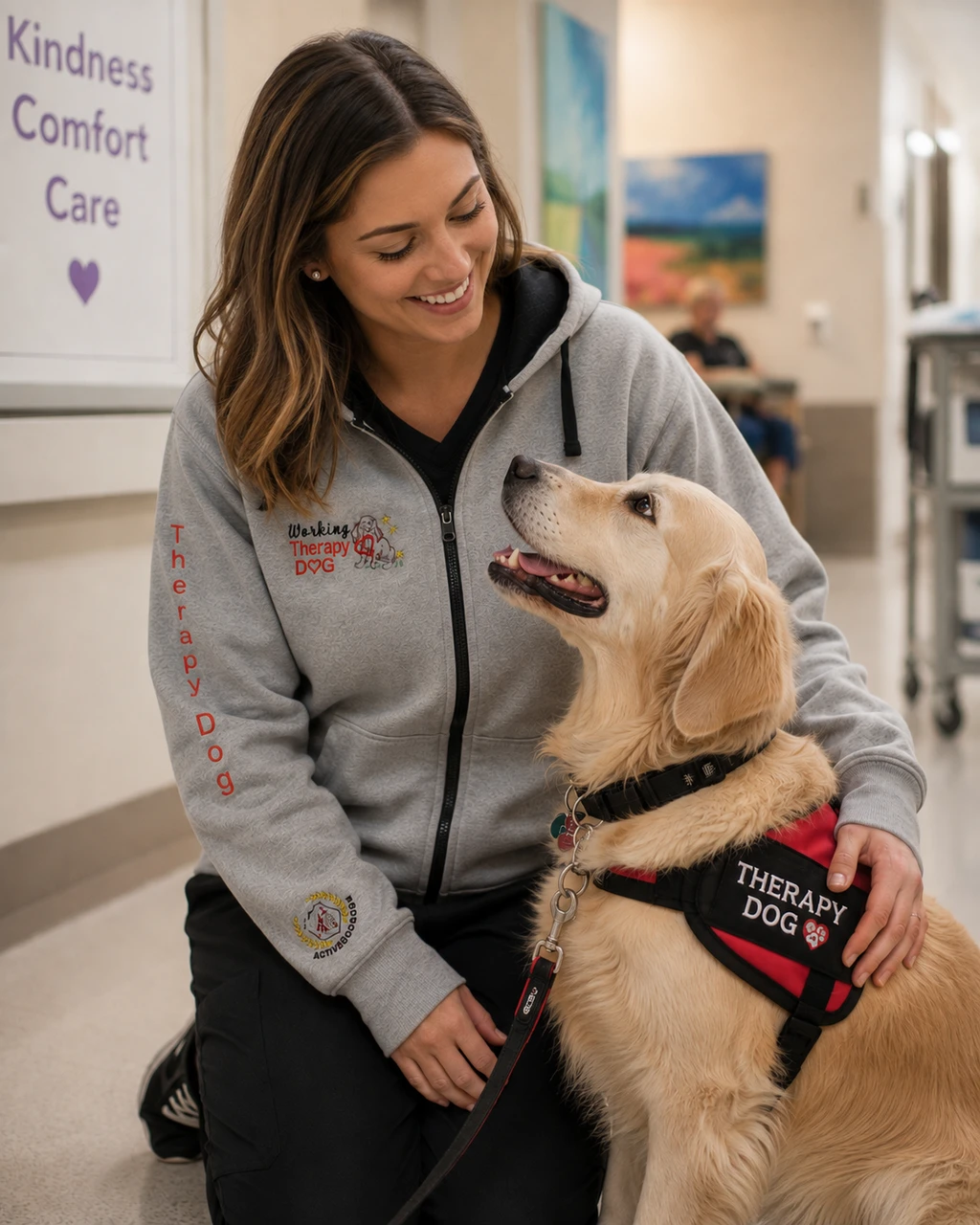 Therapy Dog on Duty child reading to dog hoodie