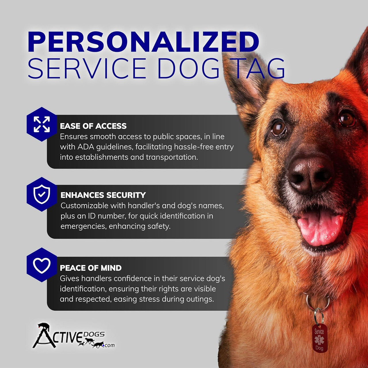 Custom service dog identification tag