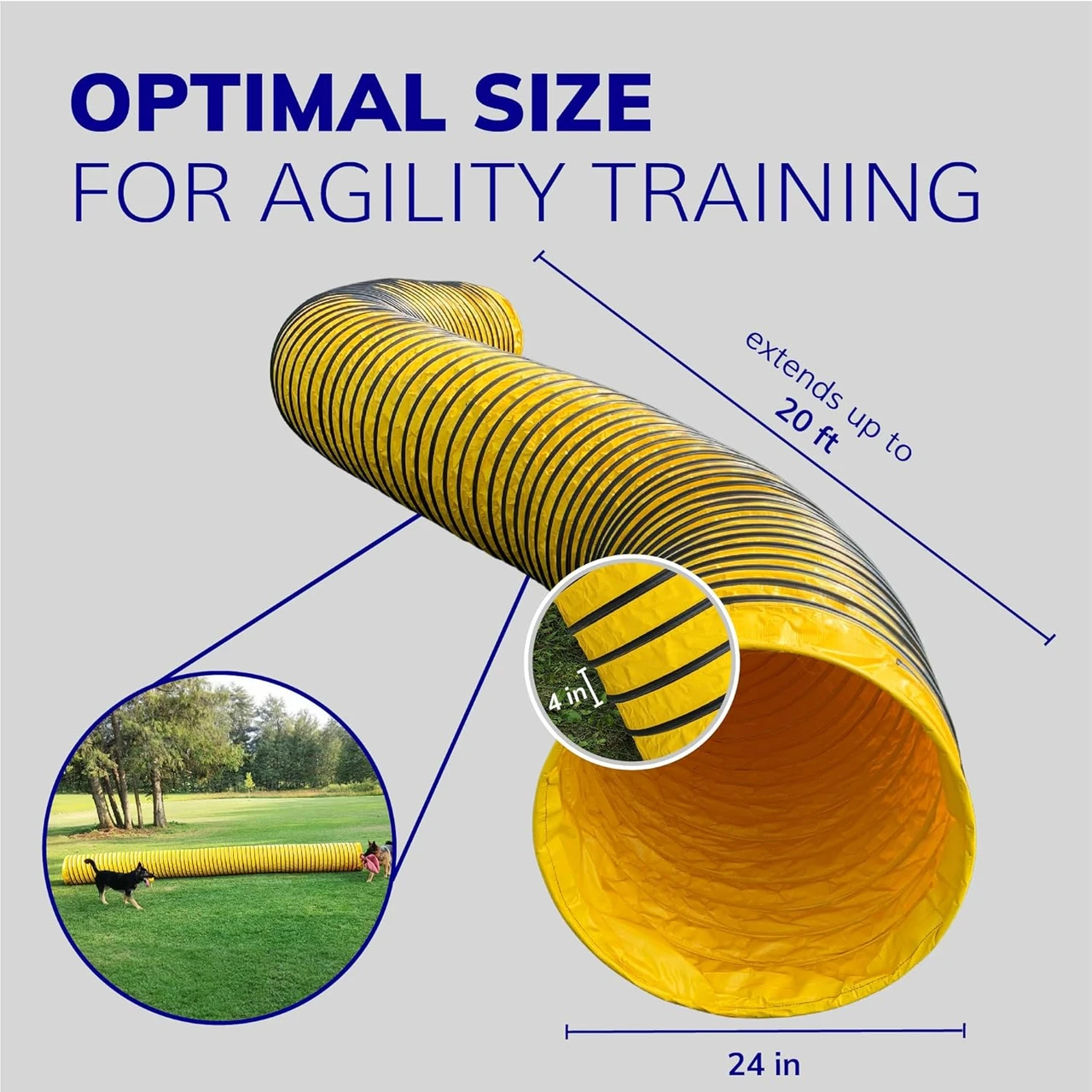 Competition agility tunnel with steel spiral wire ribs