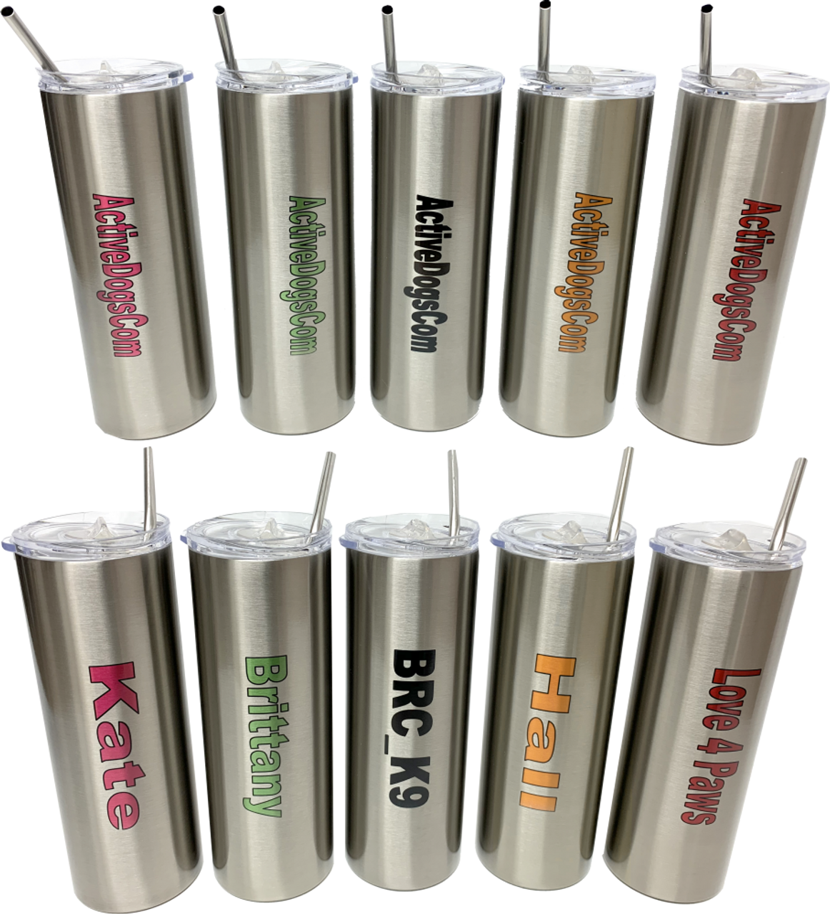 ActiveDogsCom Logo Personalized Stainless Steel Tumbler w/ metal straw 20oz