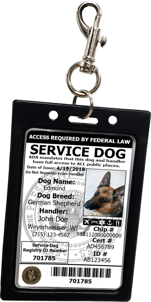 Emotional support Clip-on service dog ID holder compatible with vests and harnesses