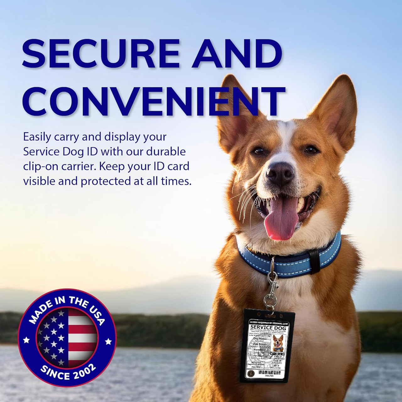 Professional service dog identification card with ADA information