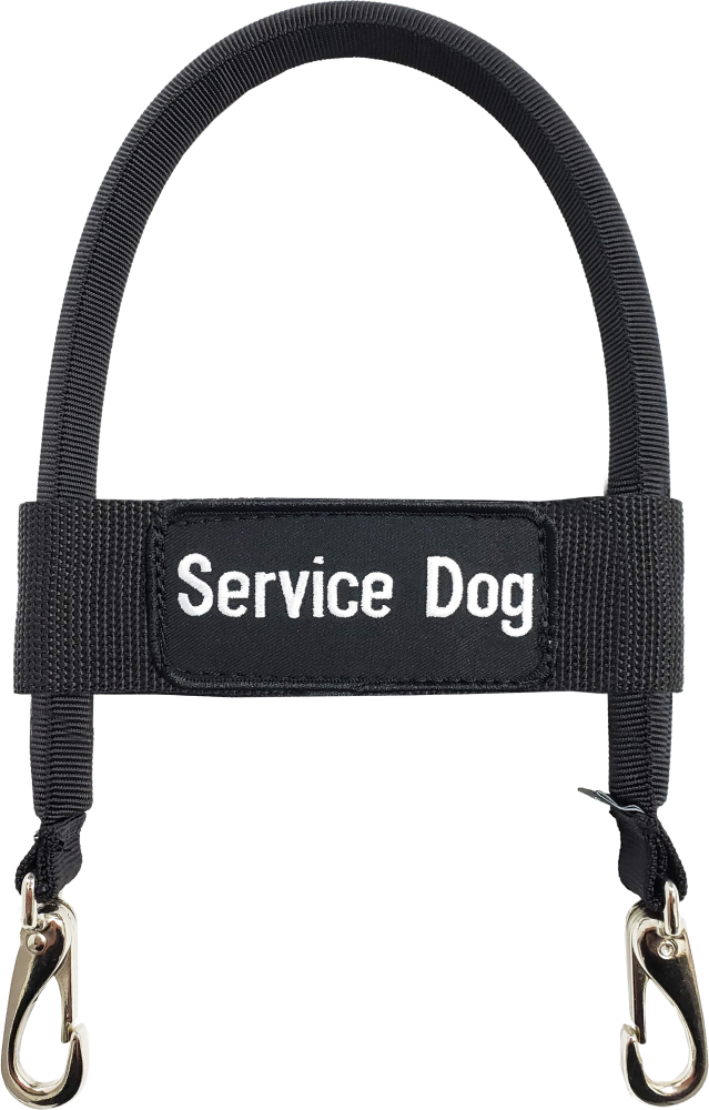 12 inch nylon clip-on service dog bridge handle with Service Dog ID band