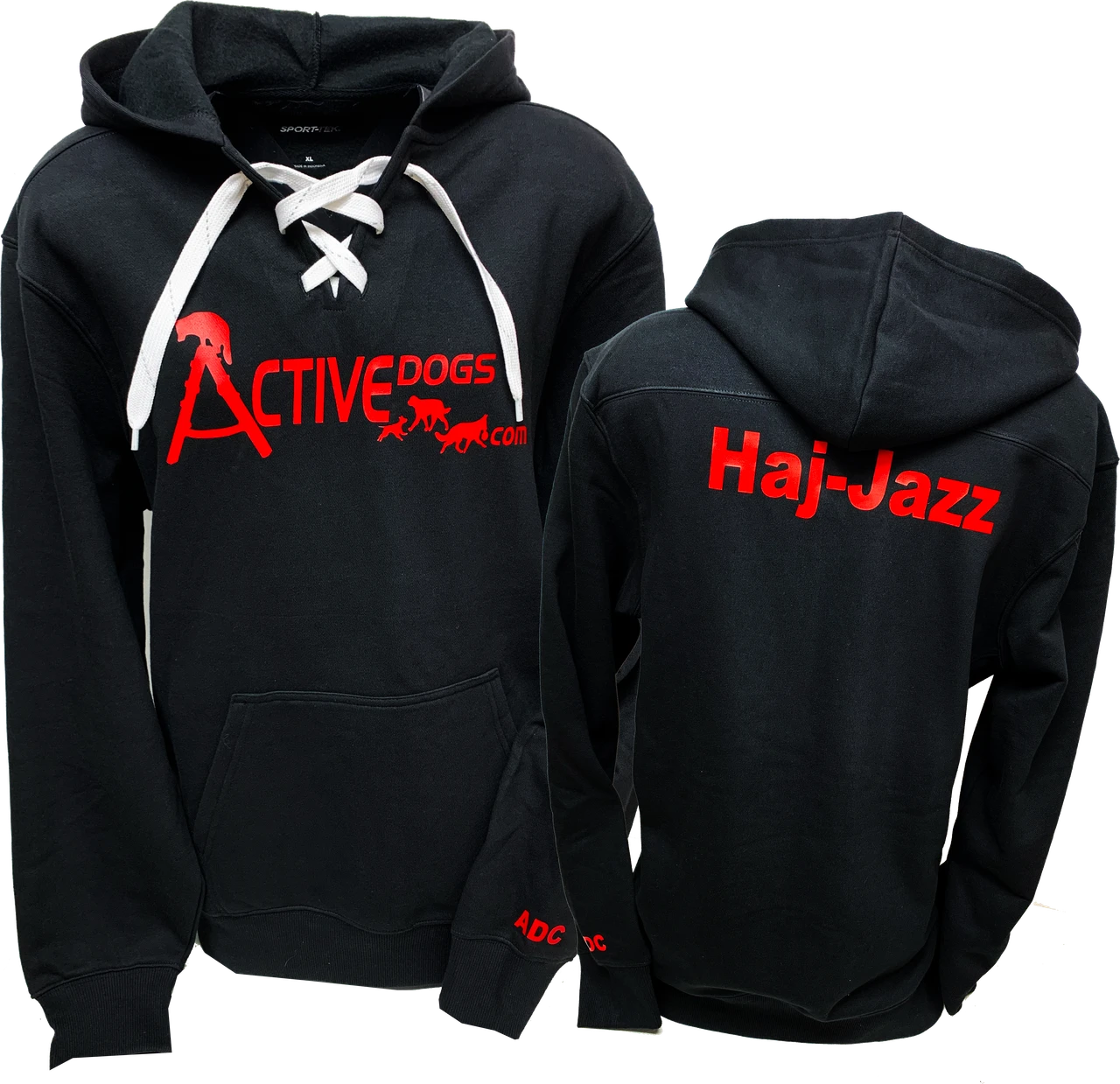ActiveDogs logo hoodie with personalized back text