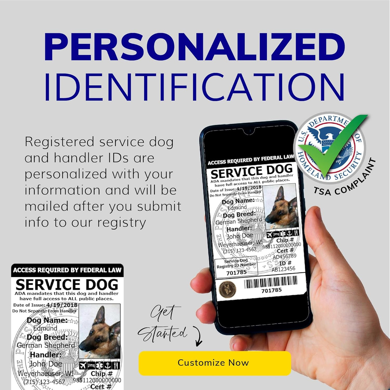 Dog identification badge with digital copy