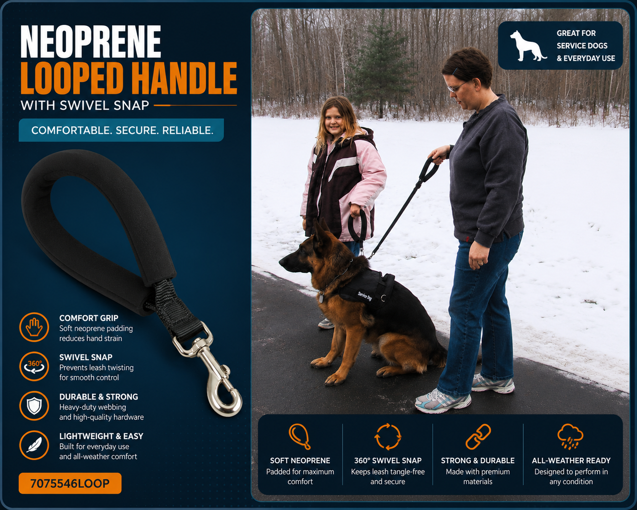 Soft grip service dog harness handle