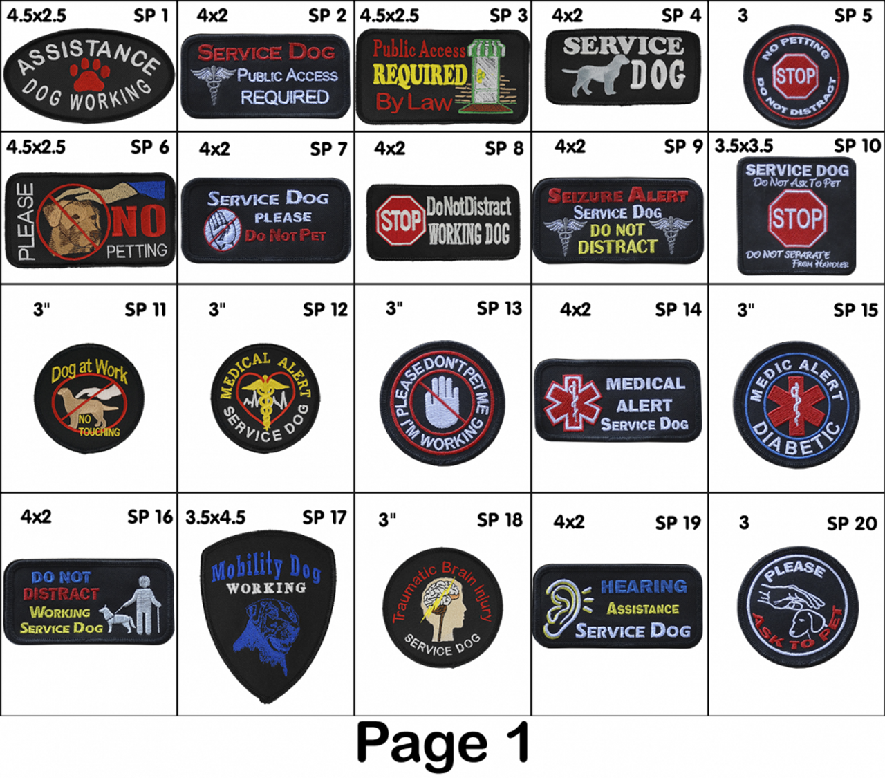 Embroidered Specialty Service Dog Patches 