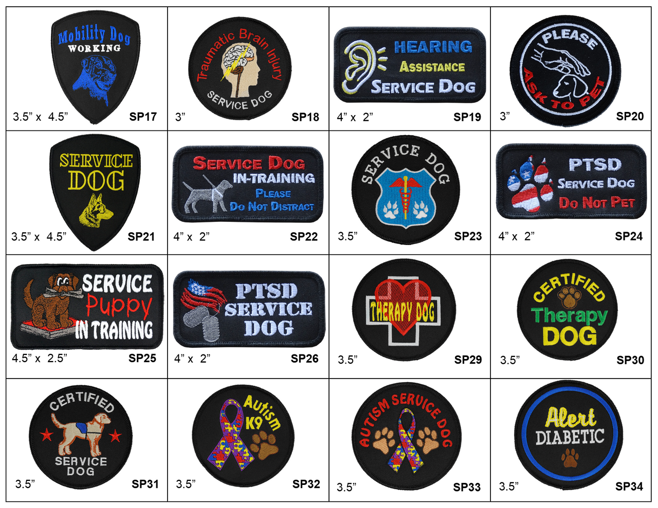 Professional embroidered therapy dog patch with durable polyester thread