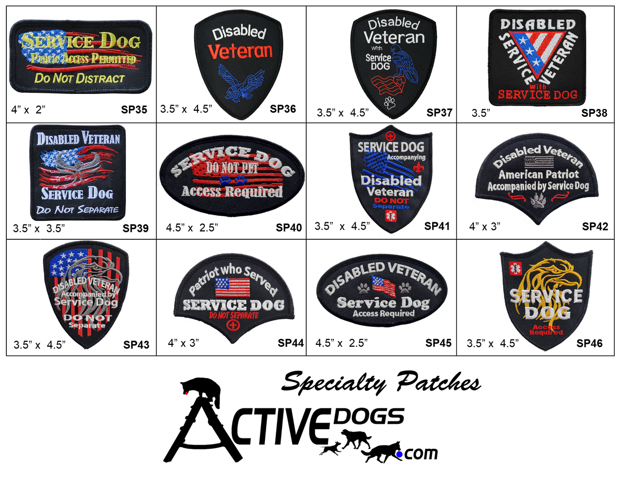 Custom service dog identification patch for vests harnesses and bags