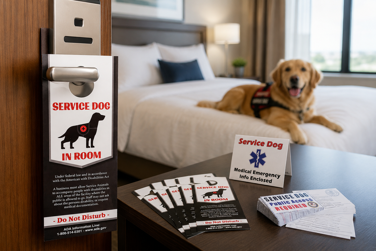 Service dog hotel travel kit