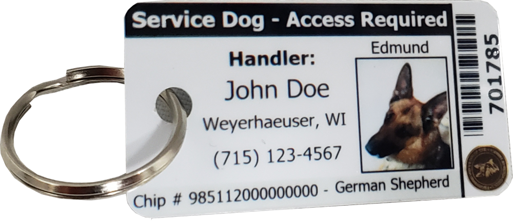 Service dog ID with clip-on carrier
