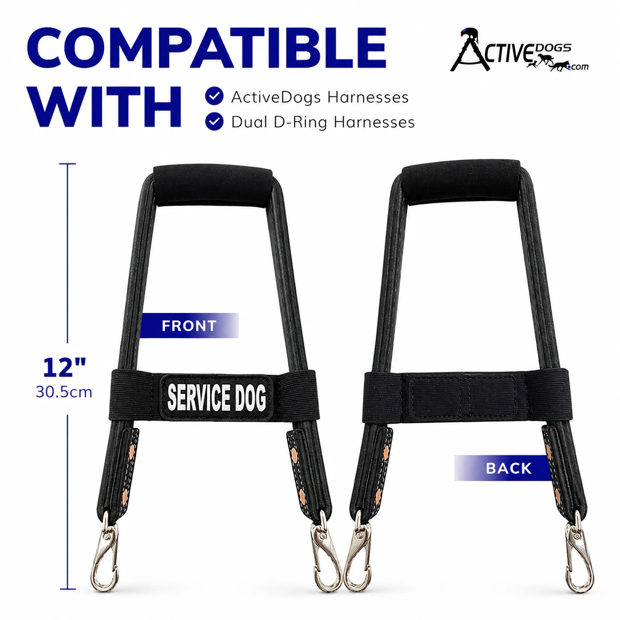 Leather Service Dog harness bridge handle