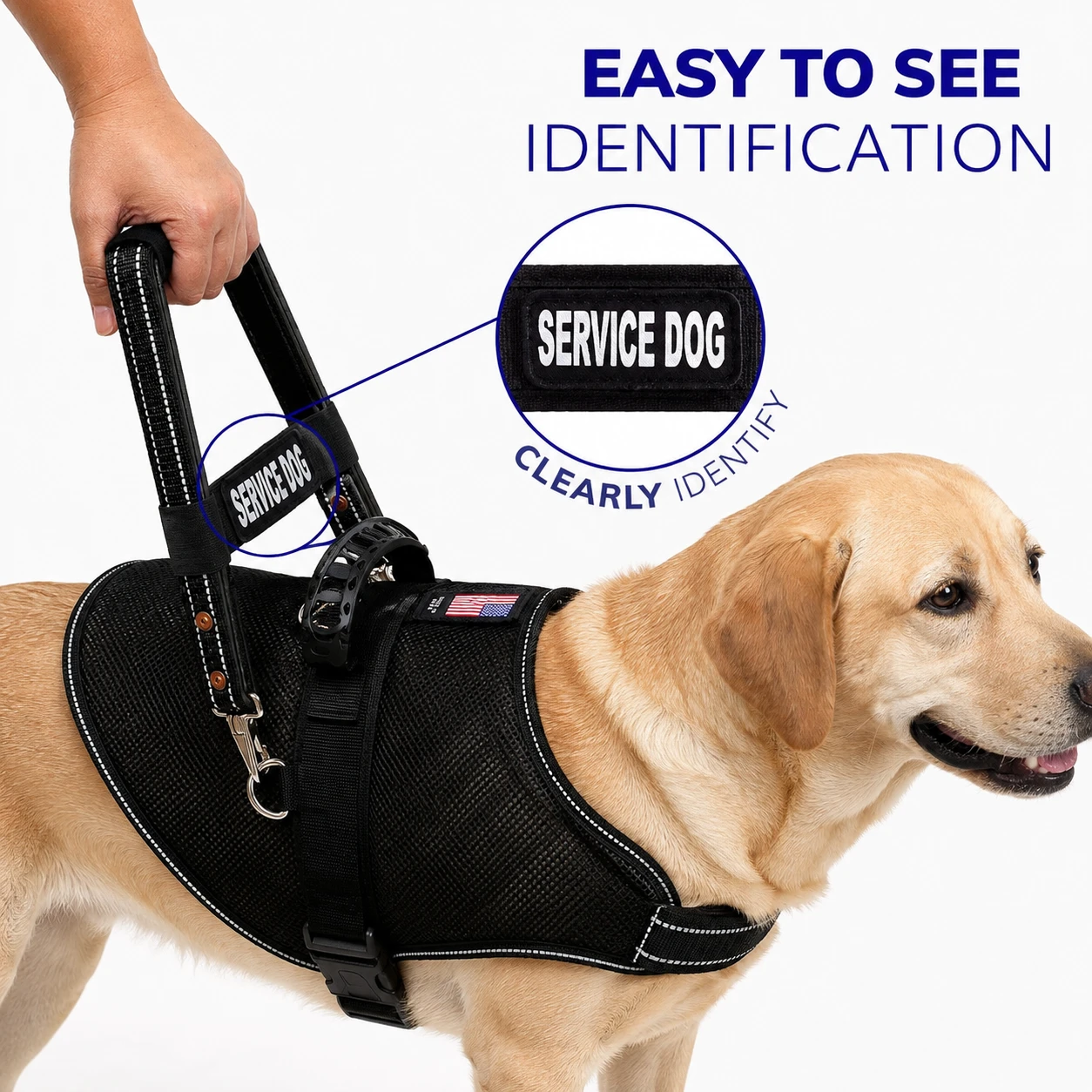 Leather reflective Service Dog bridge handle