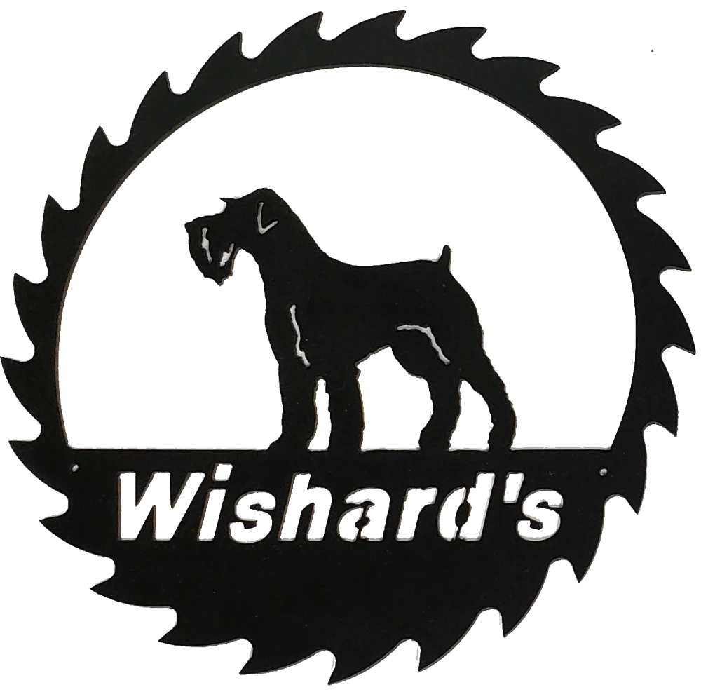 Personalized dog breed metal saw blade sign