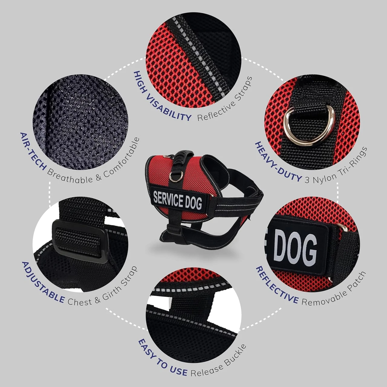 Air-Tech Service Dog harness with bridge handle