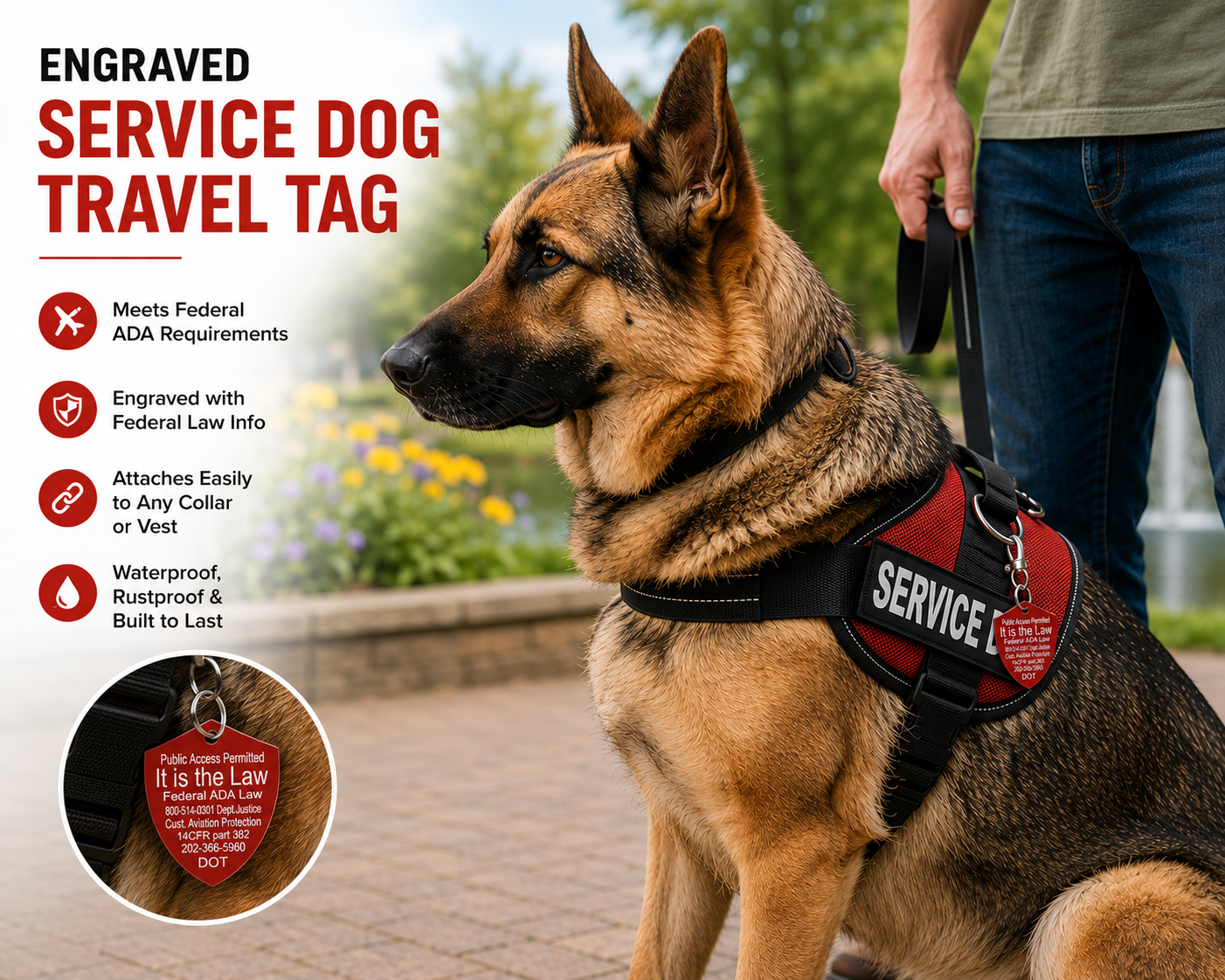 Engraved Service Dog Travel Tag | Made in USA | ActiveDogs