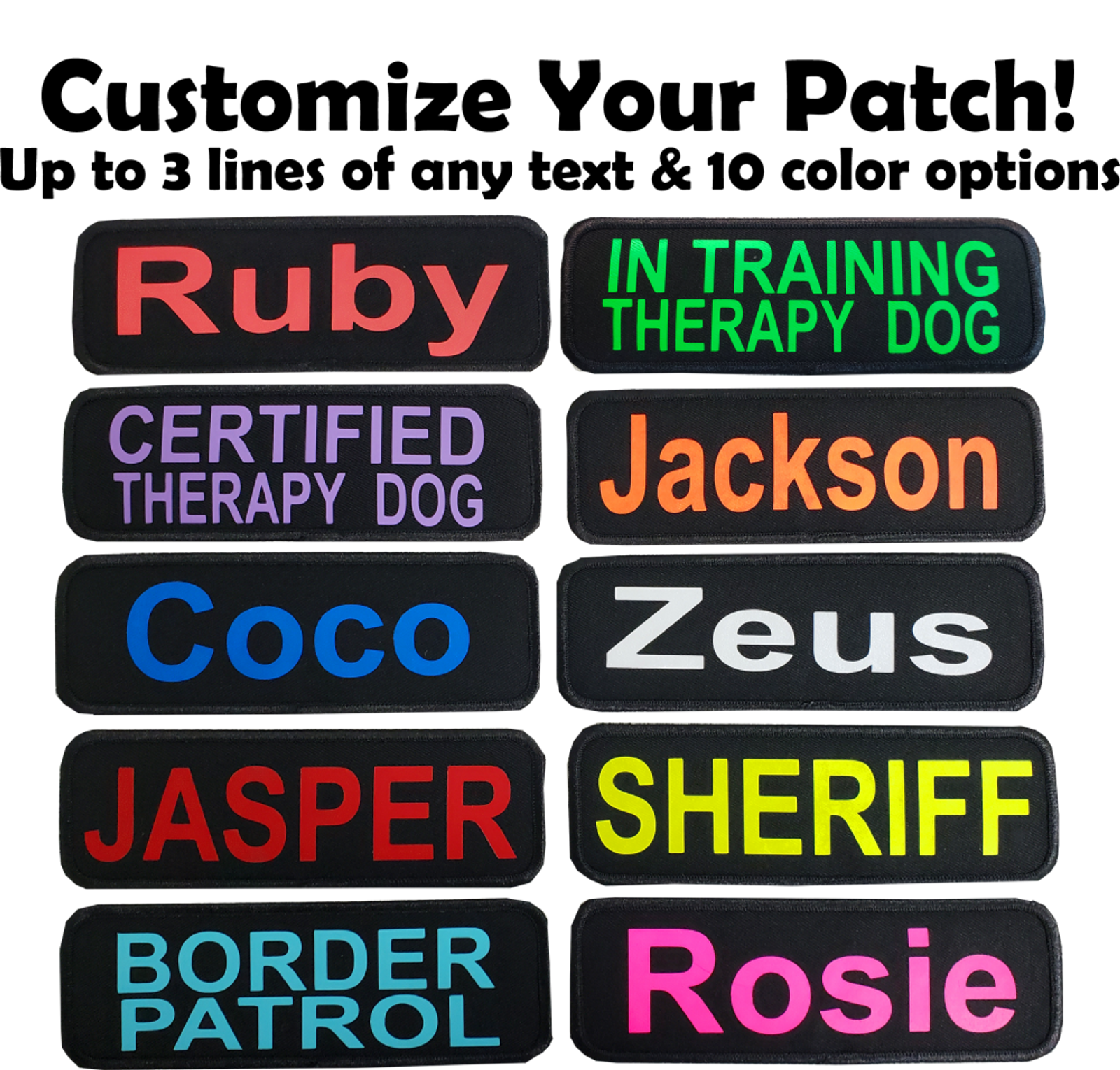 Search and Rescue Embroidered Patch, Dog Patch, Dog Patches for Harness,  Search & Rescue Patch, Choose Your Custom Colors, 5 Sizes 