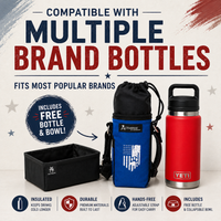 Custom Logo/Text Water Bottle Insulated Carrier w/FREE Bottle & Bowl