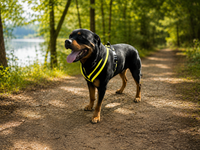 Secure dog harness with top leash attachment