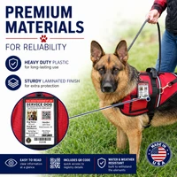 Complete service dog gear set with red harness, personalized ID and metal service dog tags
