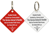 Disabled handler with service dog tag