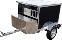 Insulated motorcycle dog trailer with rear storage box