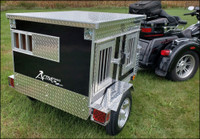 Premium aluminum dog trailer attached to motorcycle