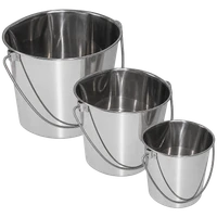 Flat sided stainless steel dog pail
