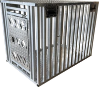 Lightweight aluminum dog crate with locking door