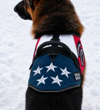 Red white and navy service dog vest with metal D-rings