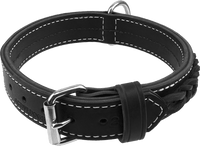 Braided leather collar Black