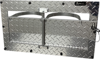 Side view of Swinging Double Diner aluminum kennel feeder showing swing-out feeding arm