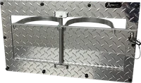 Side view of Swinging Double Diner aluminum kennel feeder showing swing-out feeding arm