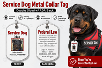 Service dog tag with ADA information