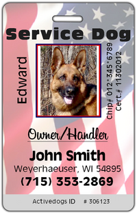 USA ID Badge Cards for Assistance Dogs