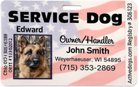 American flag service dog ID badge