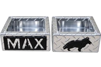 Personalized dog water bowl with breed design