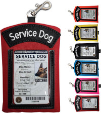 Service dog pouch with zipper storage compartment and ID holder