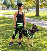 Fleece-lined dog leash with built-in poop bag dispenser