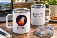 Personalized stainless steel coffee cup with custom photo