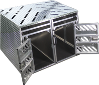 Aluminum dog crate with removable divider