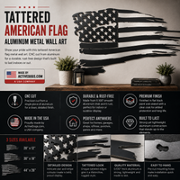 Outdoor aluminum tattered American flag sign