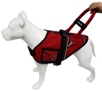 Clip-on Cordura bridge handle for dual D-ring service dog harnesses