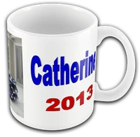 Custom photo mug with personalized text