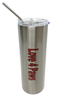 Stainless steel ActiveDogs tumbler with metal straw