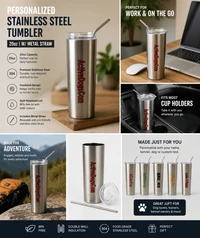 Personalized stainless steel tumbler with ActiveDogs logo
