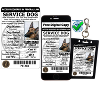 Registered Service Dog ID Card + Clip-On ID Carrier + Free Digital Copy