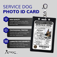 Custom printed service dog ID card with free digital copy